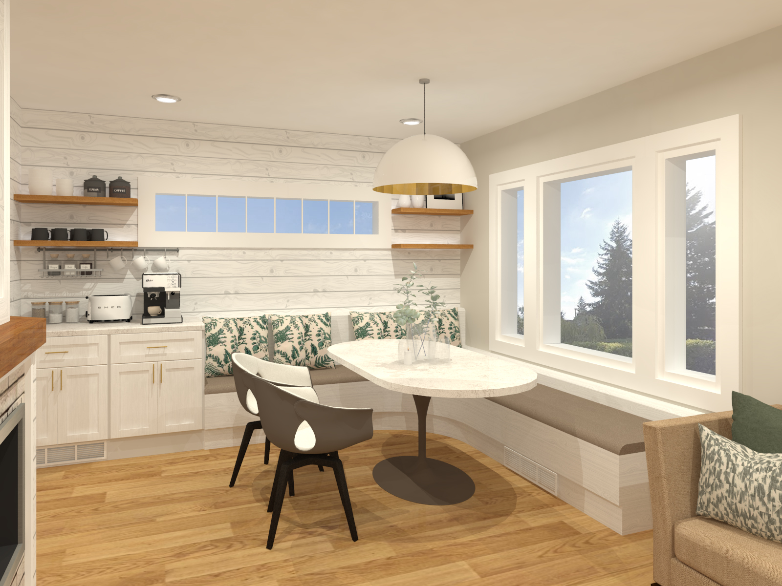 A remodel kitchen with a breakfast island.